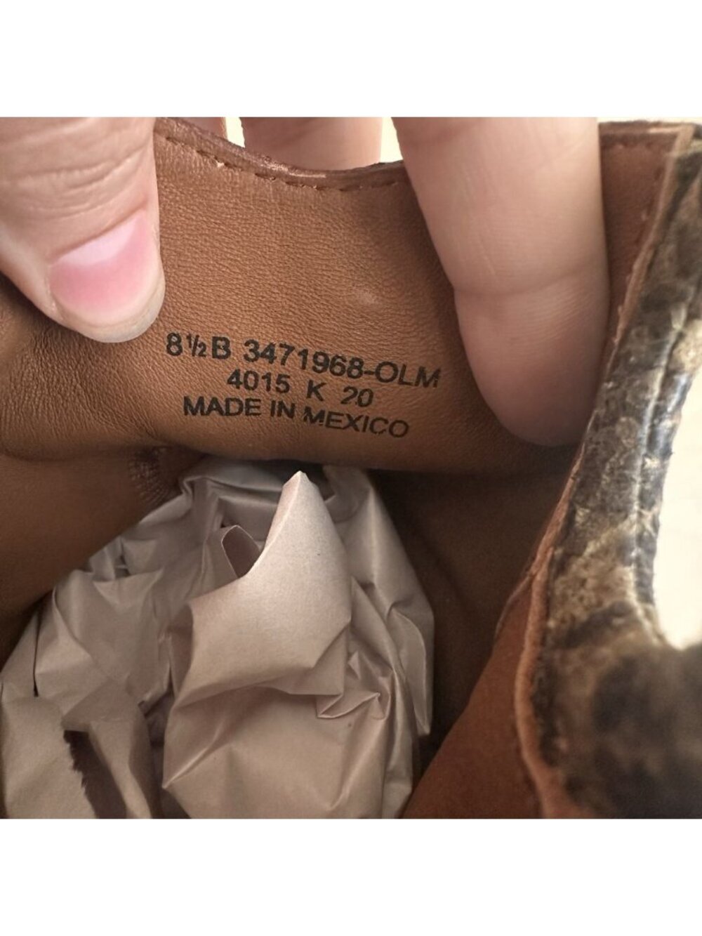 Rare Frye Snake Leather Melissa Ring Pull On Short Boots Women 8.5 B Olive - Picture 8 of 8